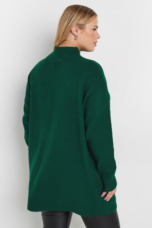 YOURS Plus Size Green High Neck Seam Detail Jumper | Yours Clothing 3