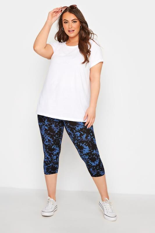 YOURS FOR GOOD 2 PACK Plus Size Blue Tie Dye Cropped Leggings | Yours Clothing 2