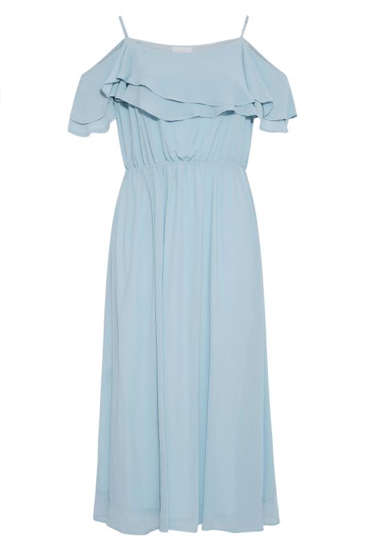 YOURS LONDON Curve Blue Bardot Ruffle Bridesmaid Maxi Dress 6