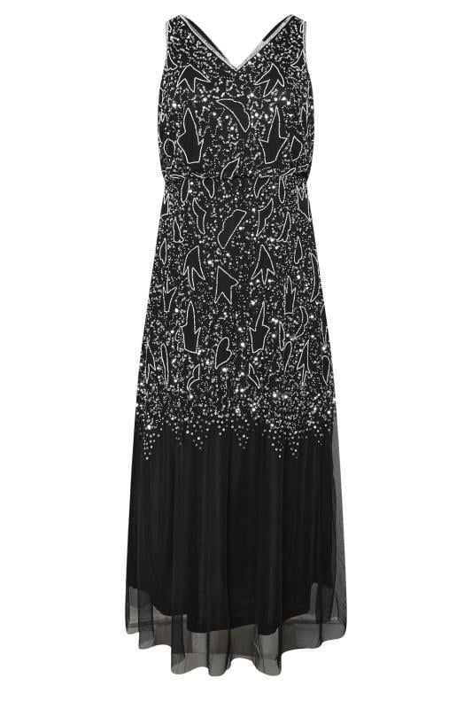 LUXE Plus Size Black Sequin Embellished Maxi Dress | Yours Clothing  5