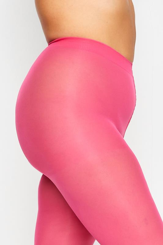 Plus Size Bright Pink 50 Denier Tights | Yours Clothing 2