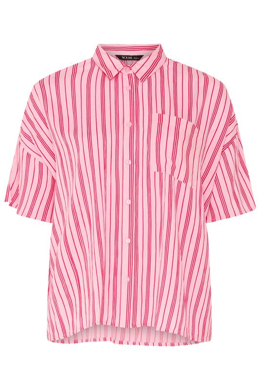 YOURS Plus Size Pink Stripe Crinkle Shirt | Yours Clothing 6
