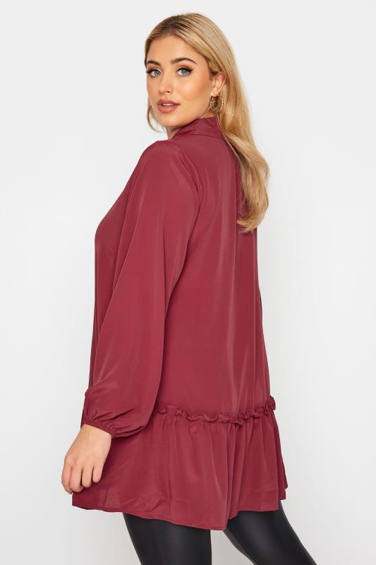 YOURS LONDON Curve Wine Red Ruffle Shirt 3