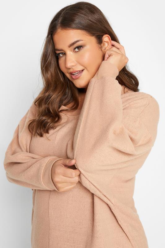 Plus Size Beige Brown Soft Touch Fleece Sweatshirt | Yours Clothing 4