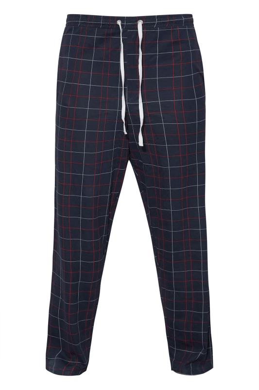 ED BAXTER Big & Tall Navy Blue Check Lounge Trousers 3