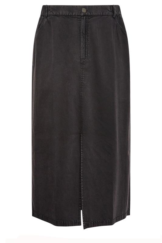 YOURS Curve Plus Size Black Acid Wash Midaxi Denim Skirt | Yours Clothing  6