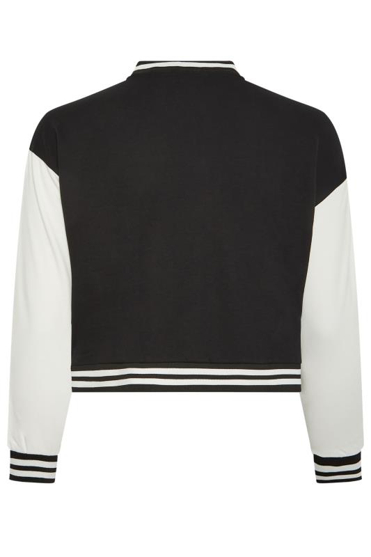 YOURS Plus Size Black & Grey Cropped Bomber Jacket | Yours Clothing 8