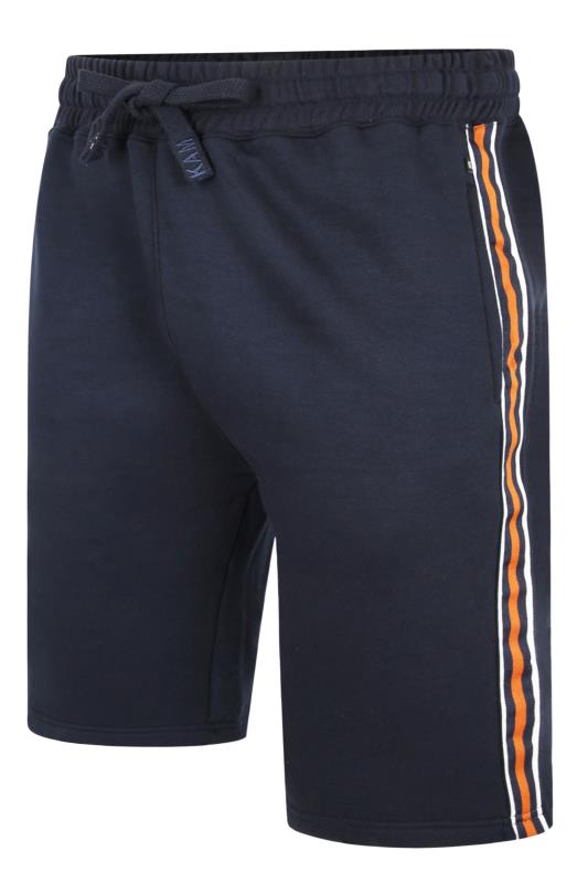  Grande Taille KAM Big & Tall Navy Blue Side Tape Jogger Shorts