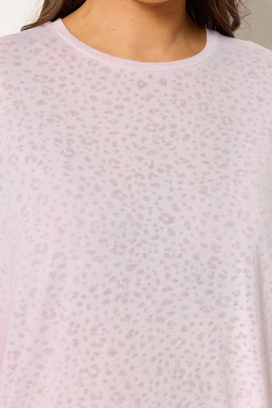 YOURS Plus Size Pink Animal Burnout T-Shirt | Yours Clothing 4