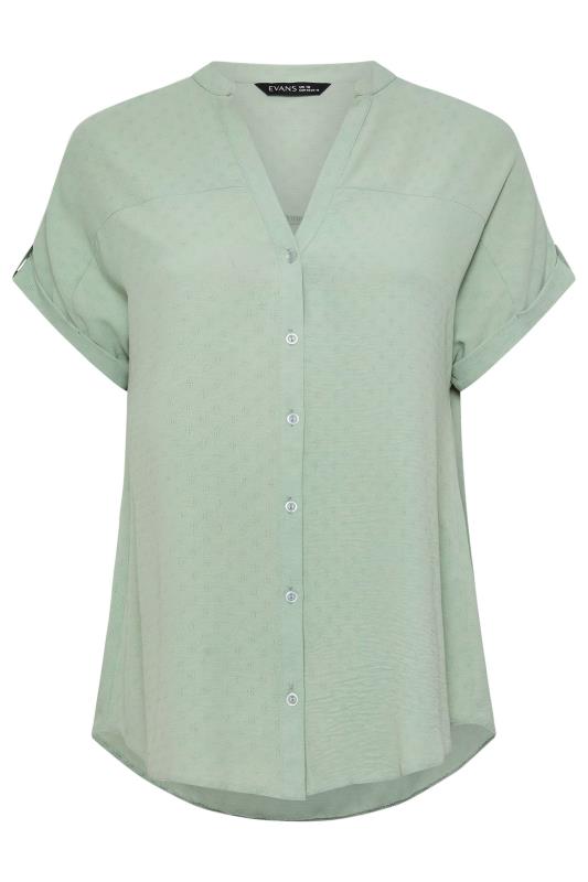 EVANS Plus Size Sage Green Short Sleeve Blouse | Evans 5