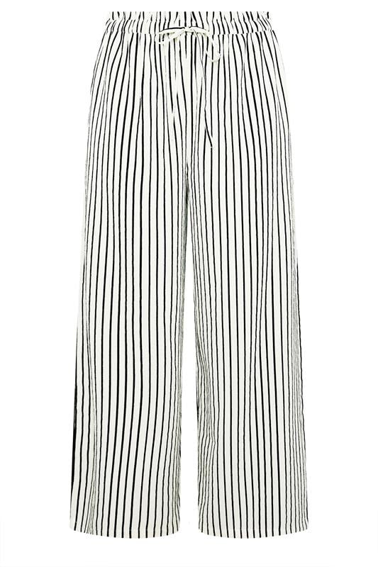 YOURS Plus Size White Stripe Paper Bag Waist Trousers | Yours Clothing 5