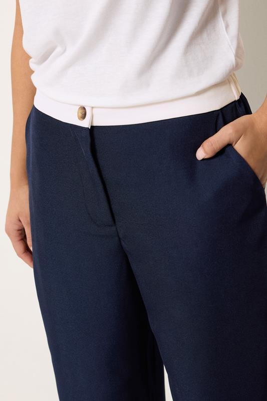 PixieGirl Petite Blue Button Detail Wide Leg Trousers | PixieGirl  5