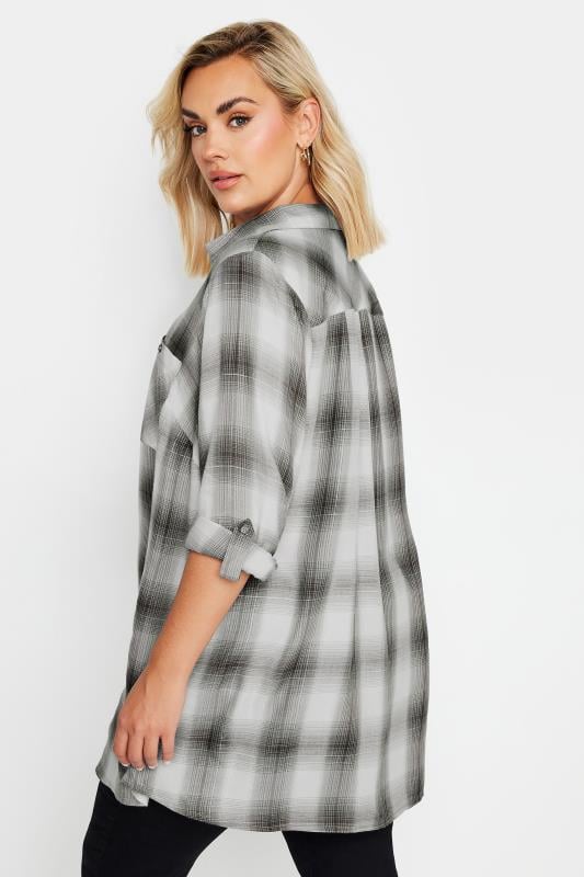 YOURS Plus Size Black and Silver Metallic Check Print Shirt | Yours Clothing 4