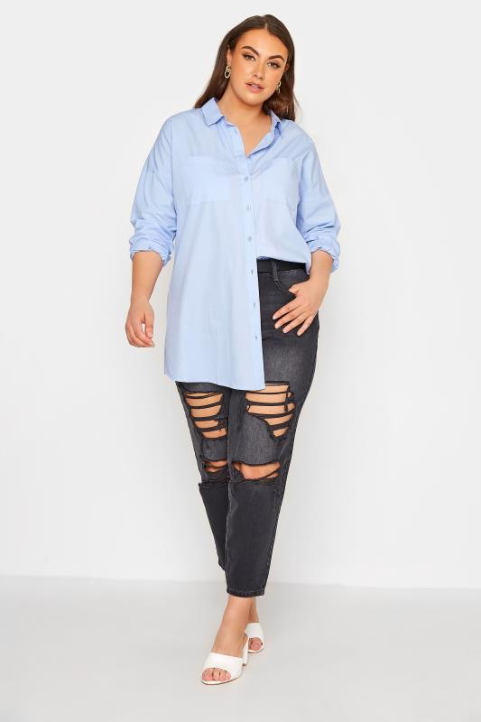 YOURS FOR GOOD Curve Blue Oversized Shirt_B.jpg