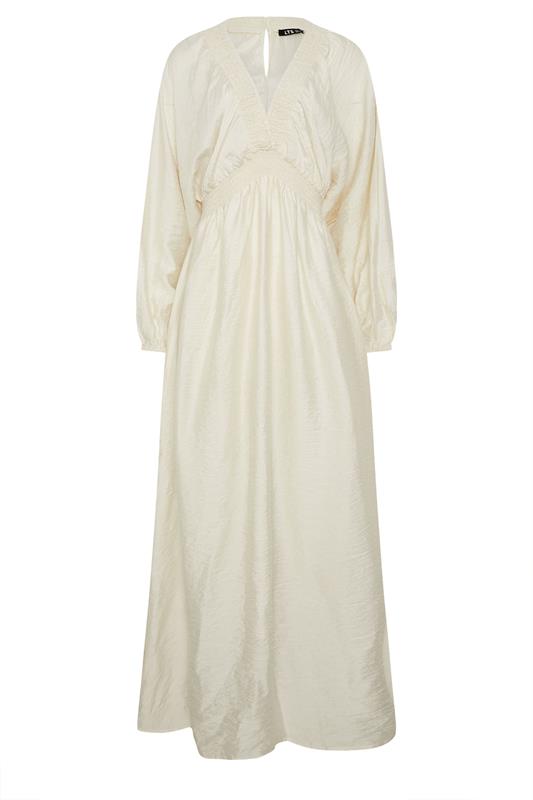 LTS Tall Women's Cream Textured Shirred Detail Maxi Dress | Long Tall Sally 7