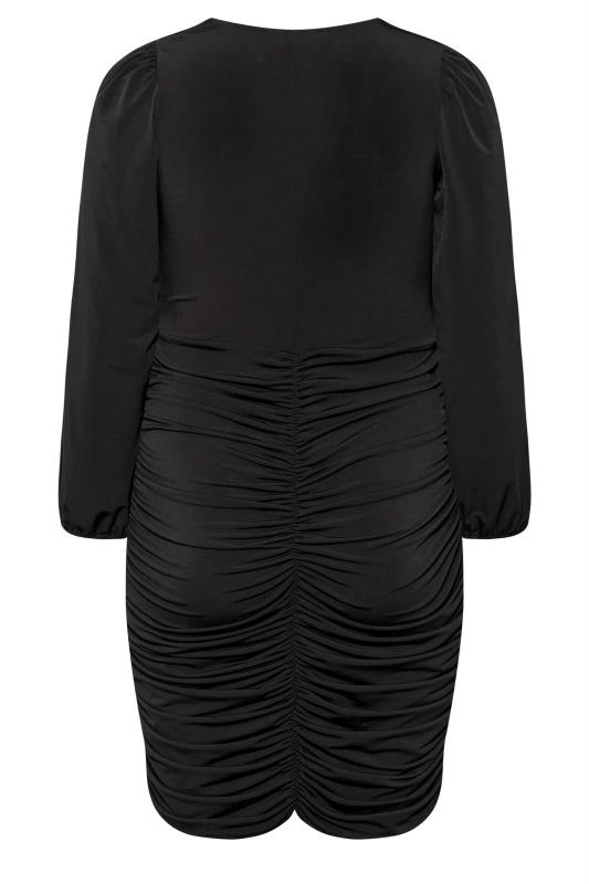 YOURS LONDON Plus Size Black Cowl Neck Ruched Bodycon Dress | Yours Clothing 7