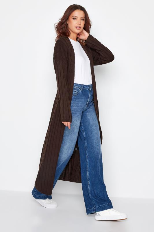 LTS Tall Women's Chocolate Brown Belted Knitted Maxi Cardigan | Long Tall Sally 2