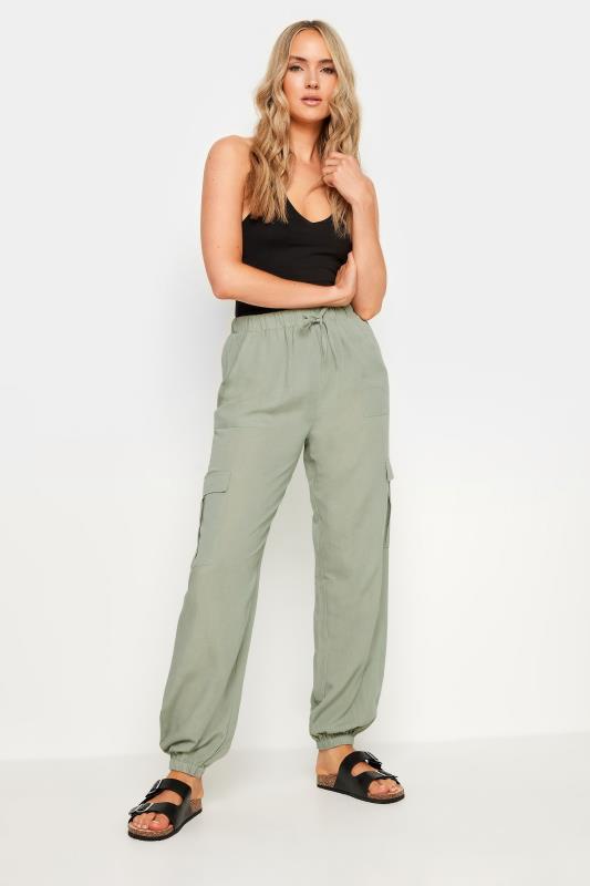  Grande Taille LTS Tall Sage Green Linen Cargo Trousers