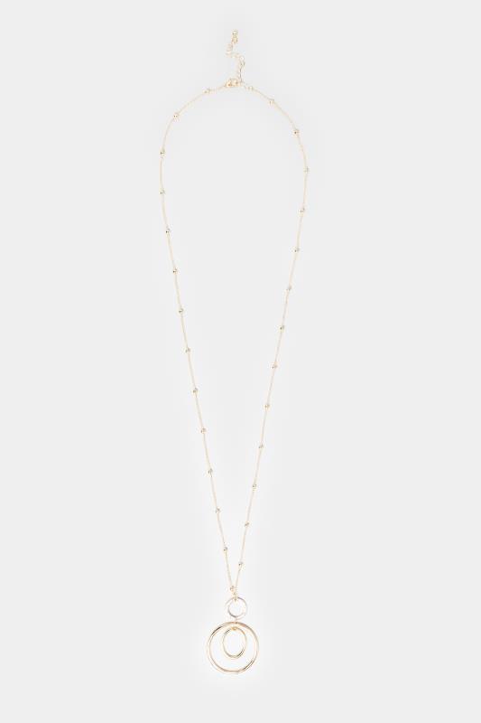 Gold Diamante Multi-Circle Long Necklace | Yours Clothing 2