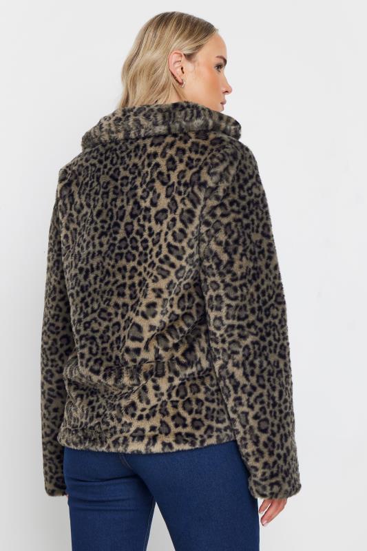 LTS Tall Brown Leopard Print Faux Fur Coat | Long Tall Sally 3