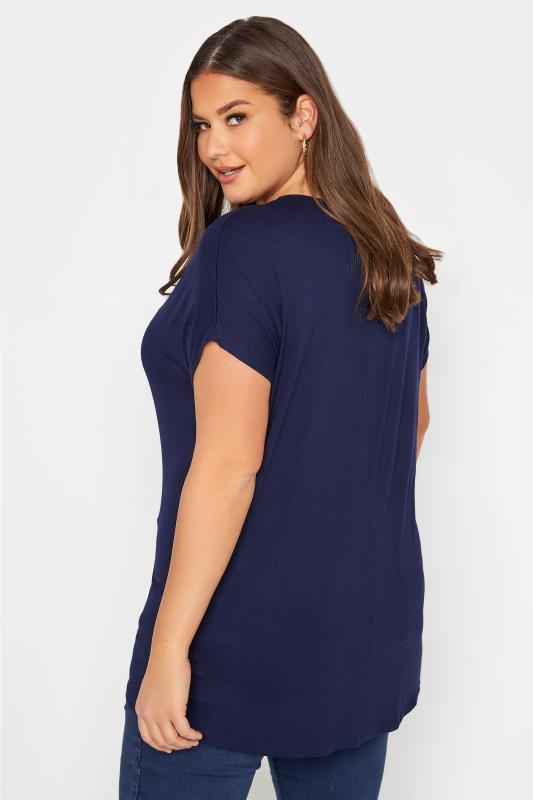Curve Navy Blue Grown On Sleeve T-Shirt 3