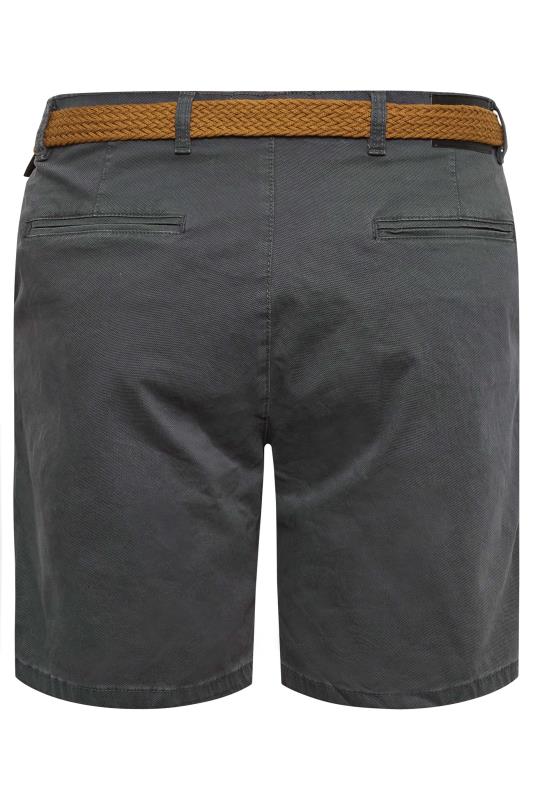 KAM Big & Tall Grey Belted Chino Shorts | BadRhino 5