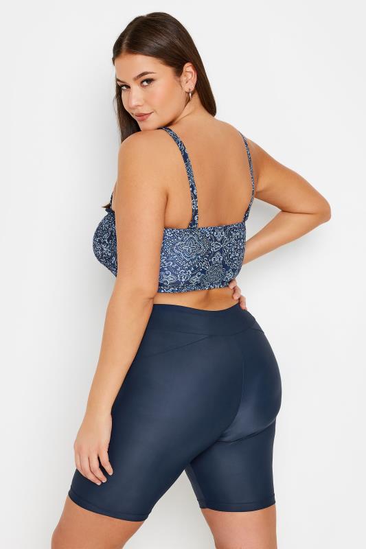 YOURS Curve Plus Size Blue High Waist Swim Shorts | Yours Clothing  5