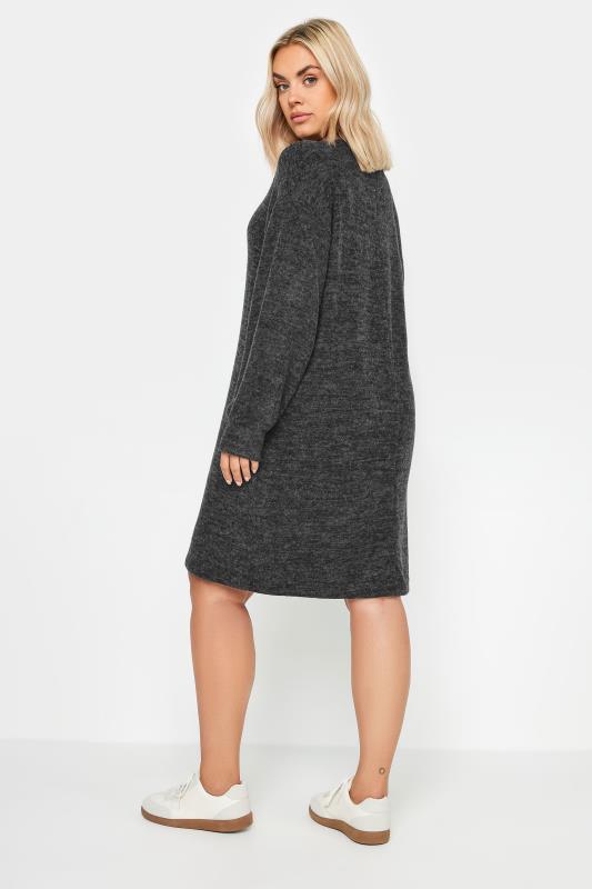 YOURS Plus Size Charcoal Grey Soft Touch Jumper Dress | Yours Clothing 3