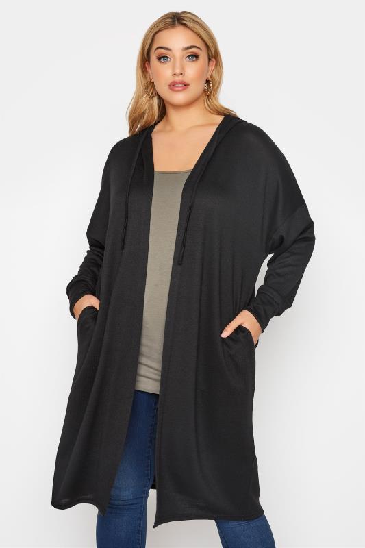 Curve Black Hooded Knitted Cardigan 1