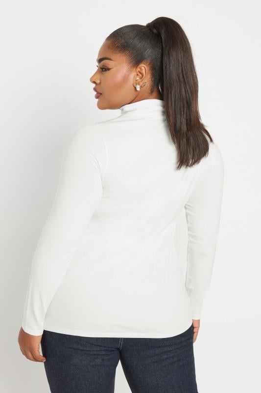YOURS Plus Size White Long Sleeve Turtle Neck Top | Yours Clothing 3