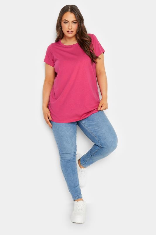 YOURS Curve Plus Size 3 PACK Green & Pink Essential T-Shirts | Yours Clothing  5