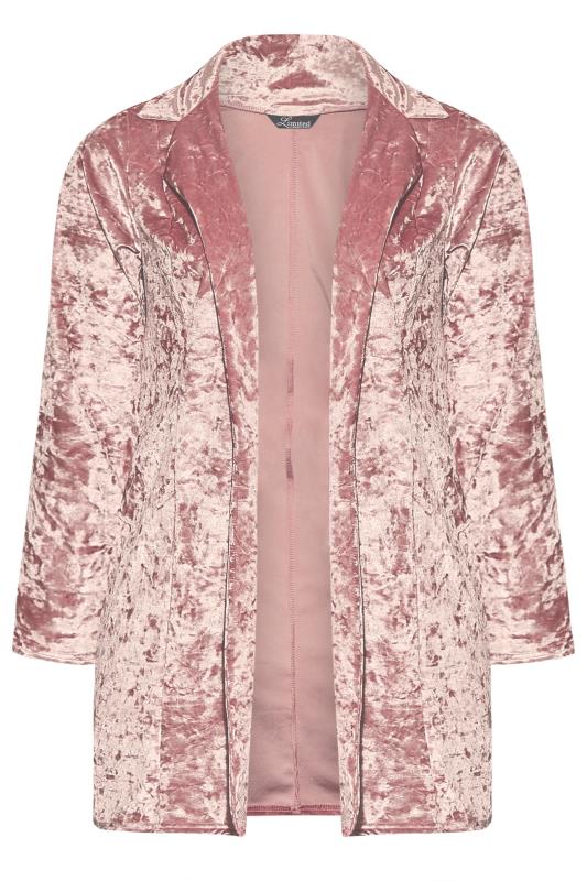 LIMITED COLLECTION Plus Size Pink Velvet Blazer | Yours Clothing  6