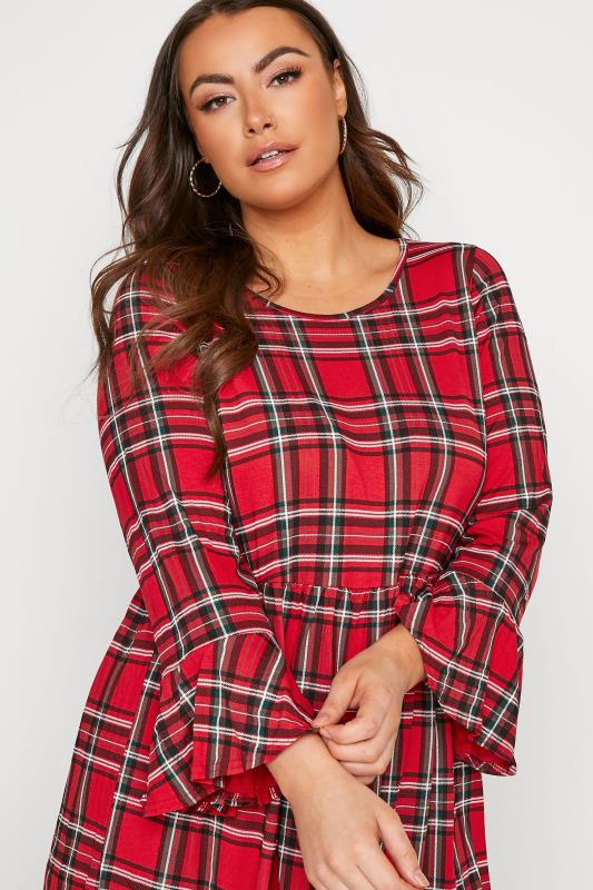LIMITED COLLECTION Red Tartan Flare Sleeve Smock Tunic_D.jpg