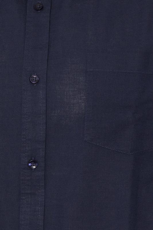 BadRhino Big & Tall Navy Blue Long Sleeve Linen Blend Shirt | BadRhino 7