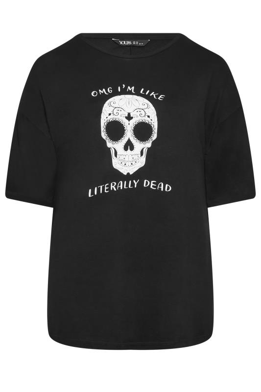 YOURS Curve Plus Size Black 'Literally Dead' Slogan T-Shirt | Yours Clothing  6