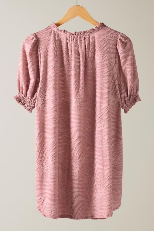 EVANS Plus Size Pink Burnout Print Tie Neck Blouse | Evans 6