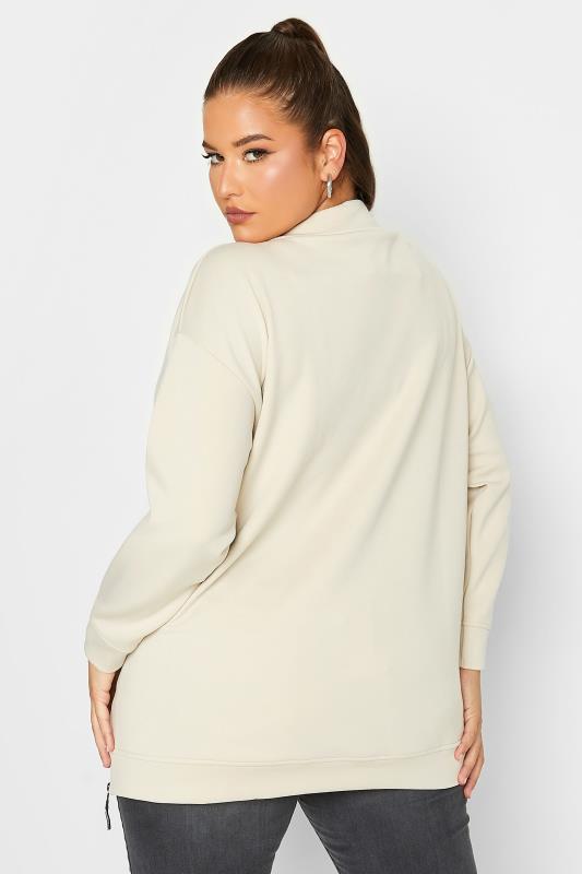 YOURS Curve Plus Size Cream Side Split Sweatshirt | Yours Clothing  4