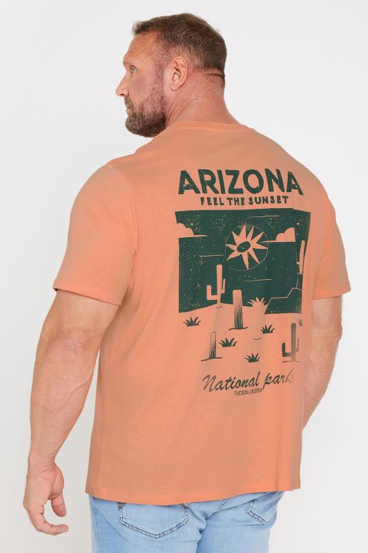 JACK & JONES Big & Tall Orange 'Arizona' Crew Neck T-Shirt | BadRhino 2