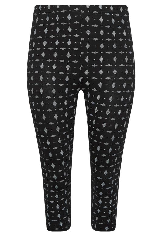 YOURS Plus Size Black Geometric Print Cropped Leggings | Yours Clothing 4