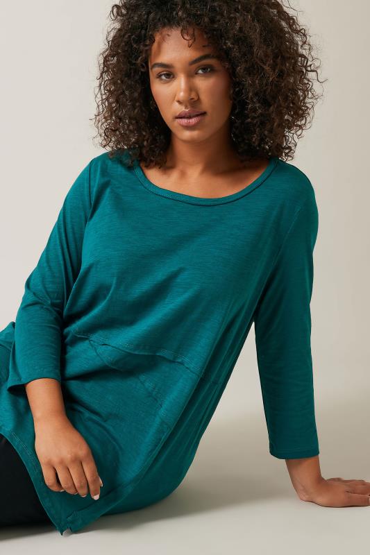 Evans Jade Green Long Sleeve Wrap Hem Top 4