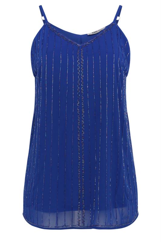 YOURS Plus Size Cobalt Blue Sequin Embellished Cami Top | Yours Clothing 5