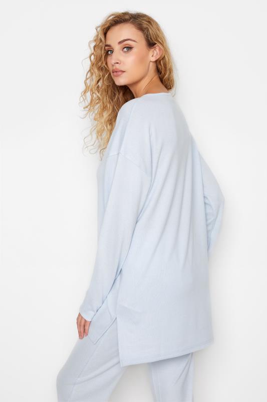 LTS Tall Blue Henley Soft Touch Lounge Top 3