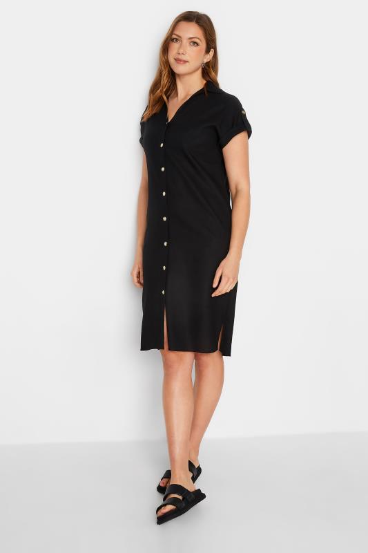 LTS Tall Women's Black Linen Button Through Shirt Dress | Long Tall Sally  2