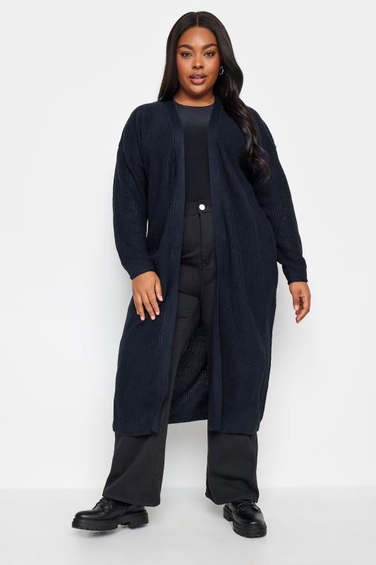 YOURS Plus Size Navy Blue Knitted Maxi Cardigan | Yours Clothing 3