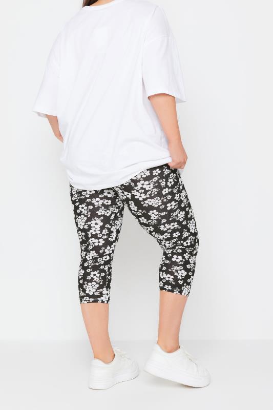 YOURS Plus Size 2 PACK Black Floral Print Cropped Leggings | Yours Clothing 5