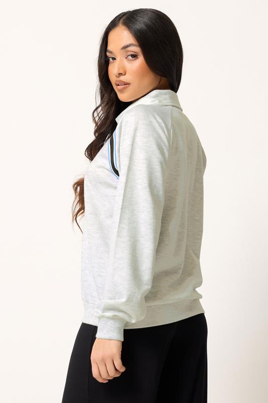 PixieGirl Petite Grey Marl Stripe Collar Sweatshirt | PixieGirl 2