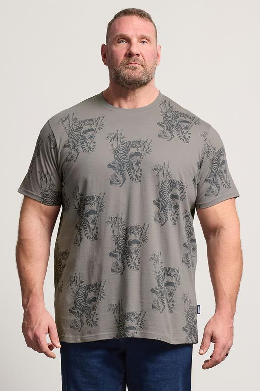  BadRhino Big & Tall Grey Tiger Graphic T-Shirt