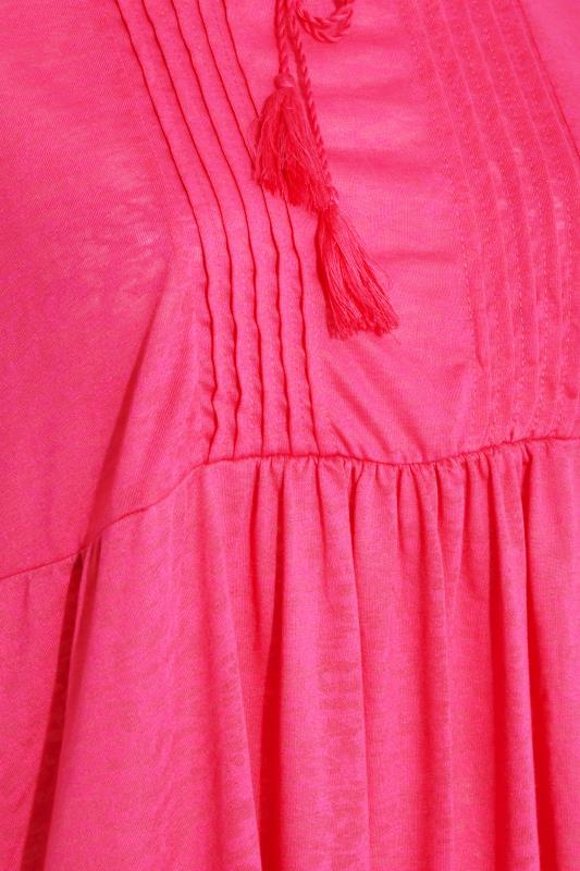 Plus Size Pink Burnout Tie Neck Vest Top | Yours Clothing  4
