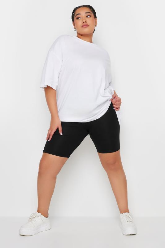 2 PACK Plus Size Black Stretch Cycling Shorts | Yours Clothing 2