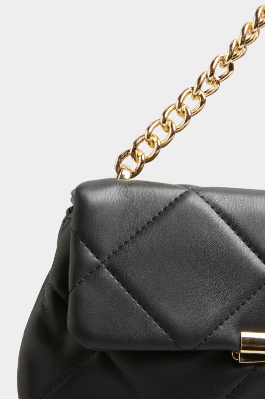 Plus Size Black Quilted Chain Handle Bag | Yours Clothing